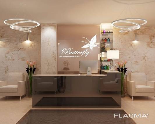 Design for office, bank, restaurant, bar, beauty salon