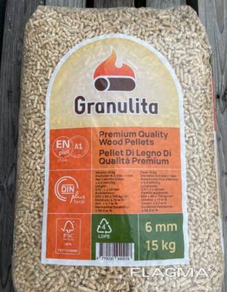 Wood Pellet EN-Plus A1 DINPLUS 6 mm 100% Pine 15kg Bags